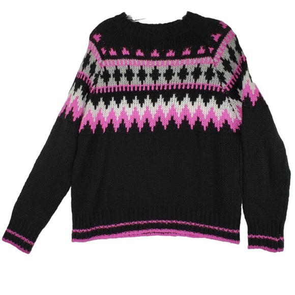 Nwt JOHN + JENN Women's Black & Hot Pink Long Sleeve Crew Neck Sweater 💫✨🩷🖤NWT - Picture 1 of 6